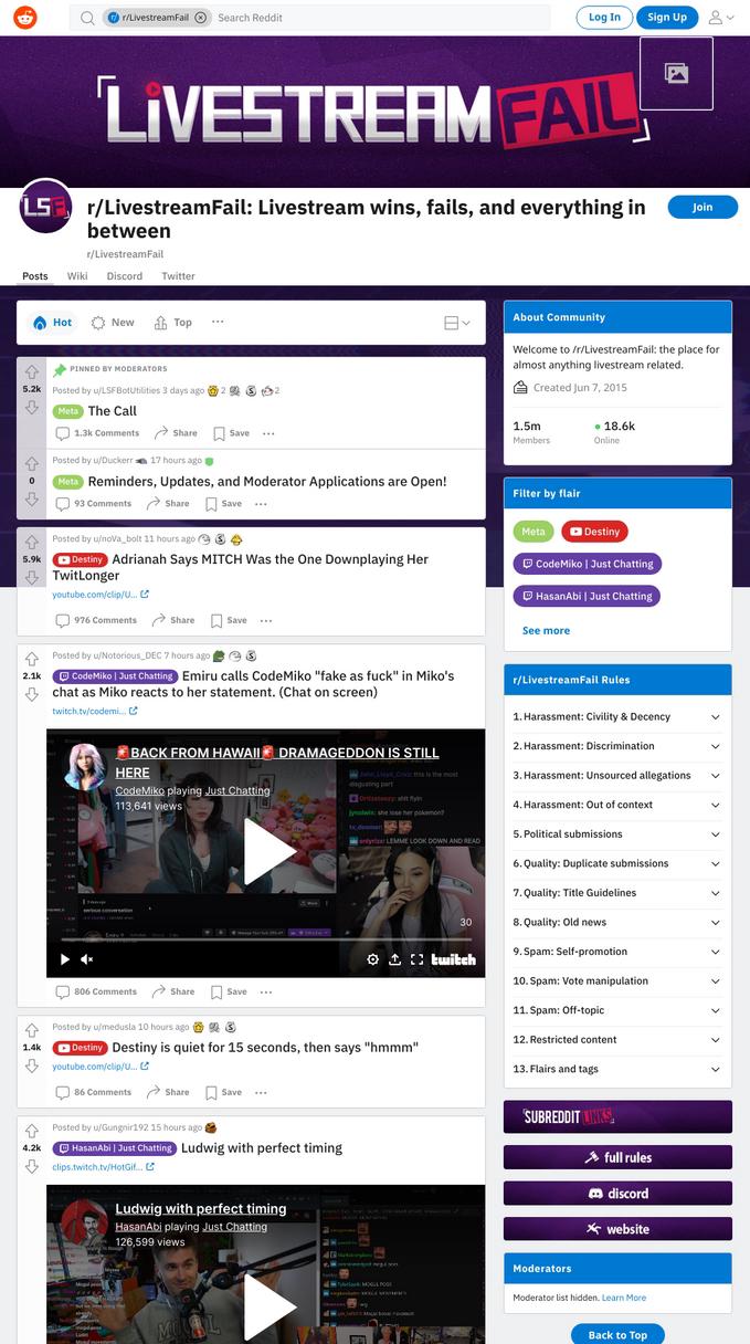 RLivestreamFail & 40+ Reddit Streaming Sites Like Reddit.comrLivestreamFail